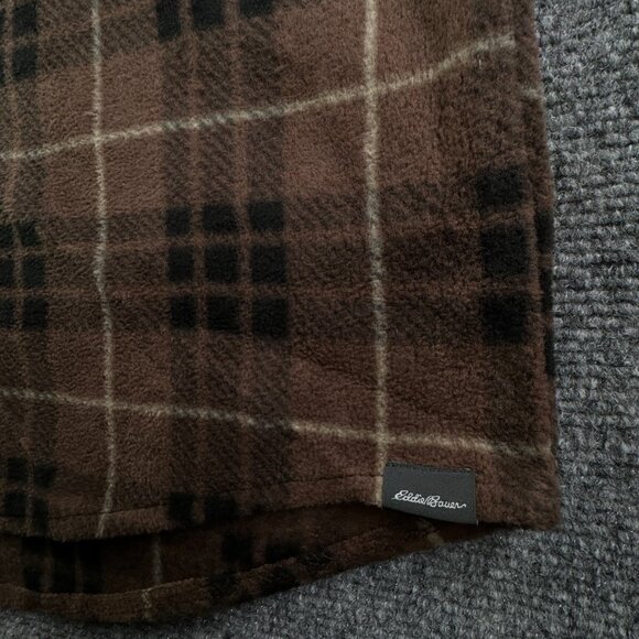 NWT Eddie Bauer Fleece Shirt Men Medium Long Sleeve Button Up Shirt Plaid Brown - Picture 10 of 16
